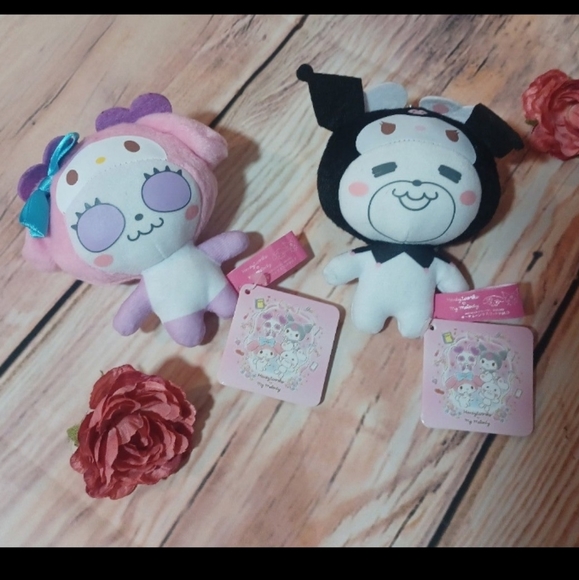 Sanrio X Honeyworks Rare My Melody Kuromi Plush Keychains W/Tags - Picture 1 of 10